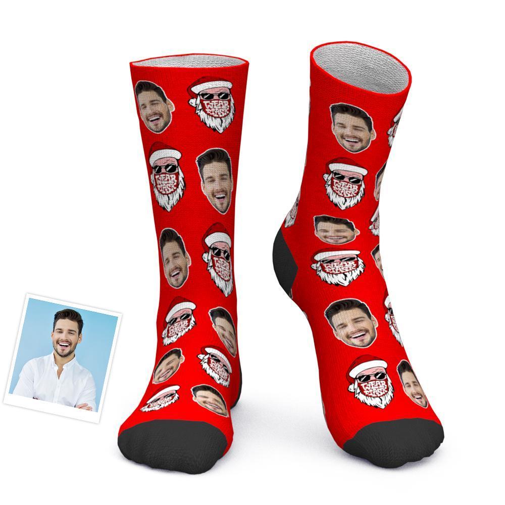 Chaussettes Photo Personnalisées Chaussettes De Noël Père Noël Joyeux Noël