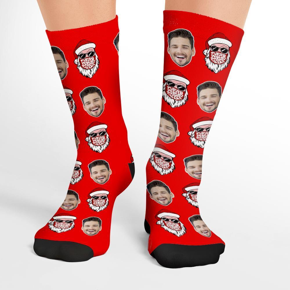 Chaussettes Photo Personnalisées Chaussettes De Noël Père Noël Joyeux Noël