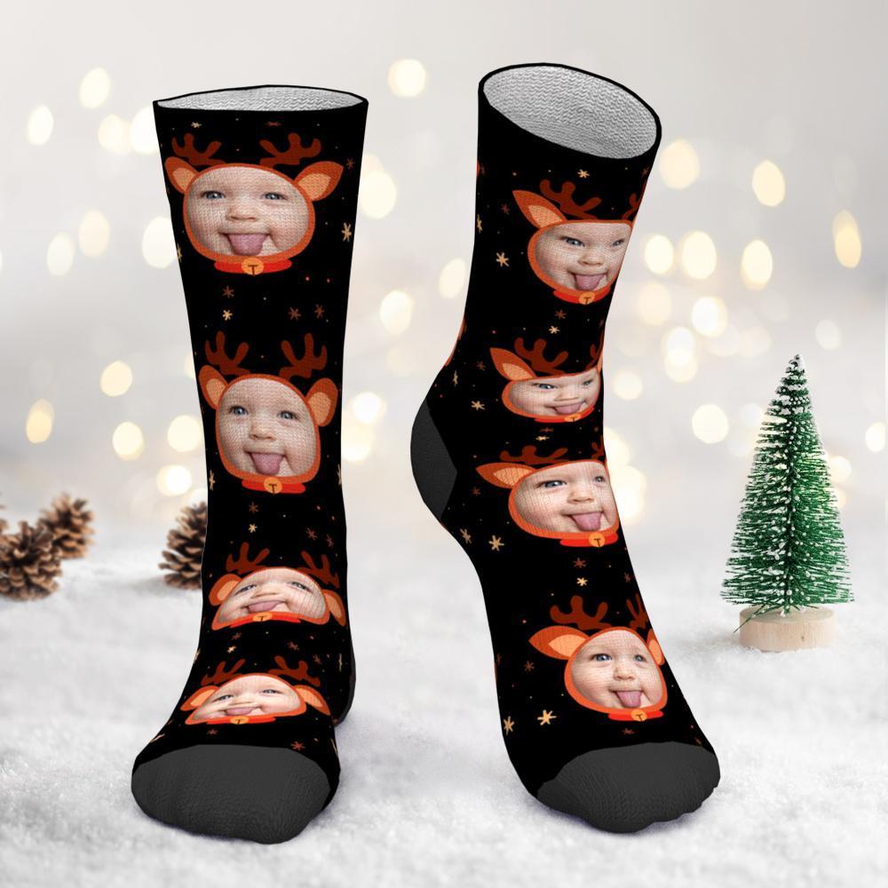 Chaussettes Photo Personnalisées Chaussettes De Noël Faon Face