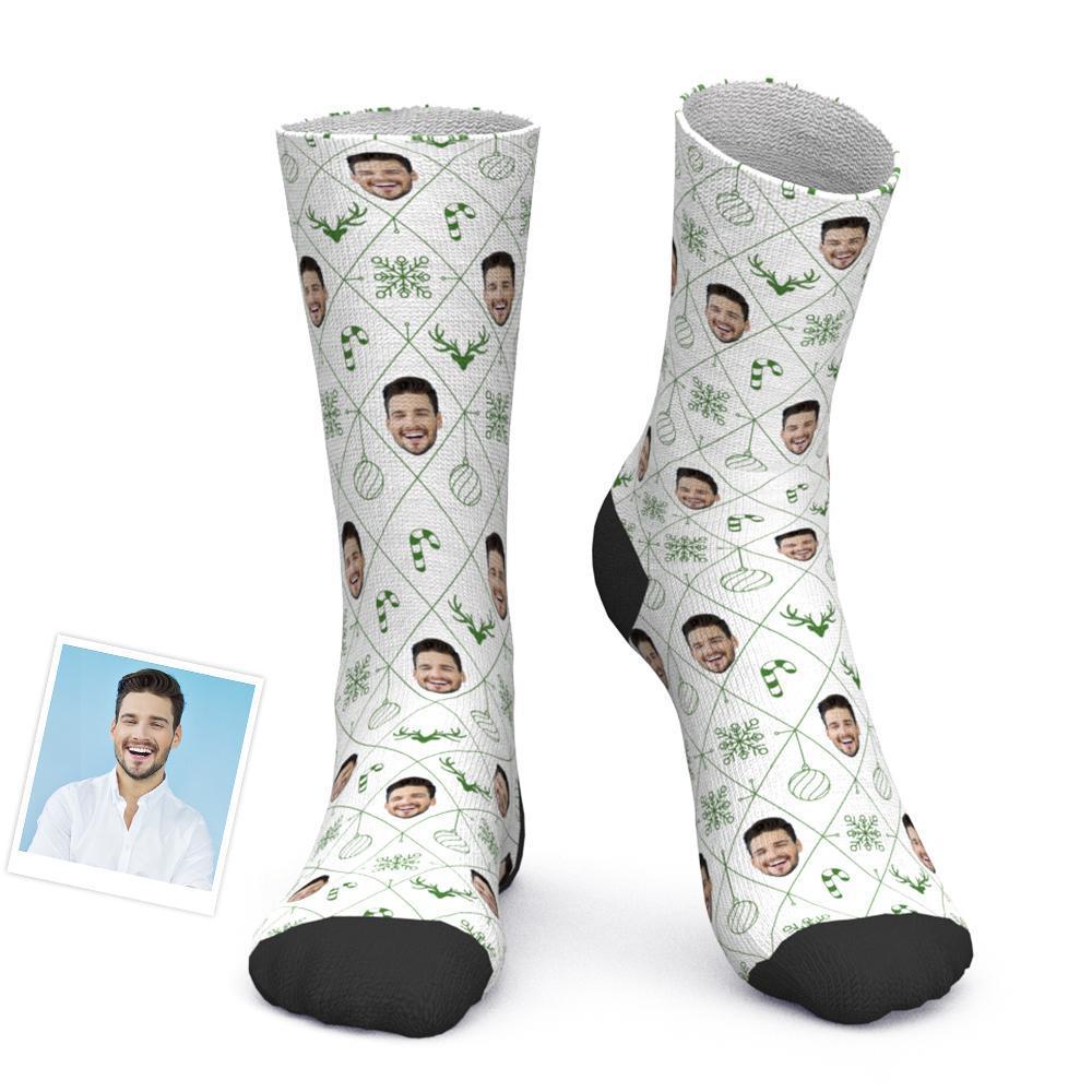Chaussettes Photo Personnalisées Chaussettes Pour Visage De Noël En Treillis