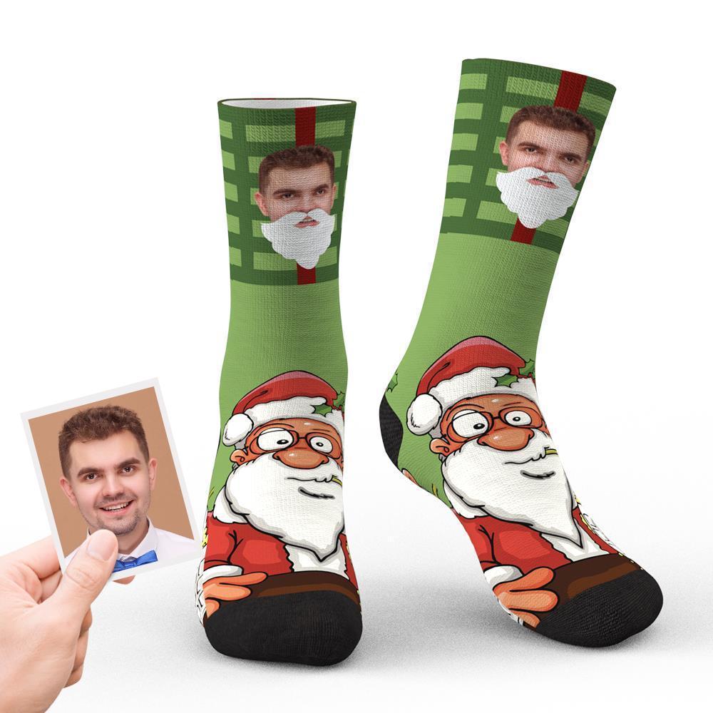 Chaussettes De Noël Personnalisées Chaussettes Amusantes À Visage Personnalisé - Père Noël