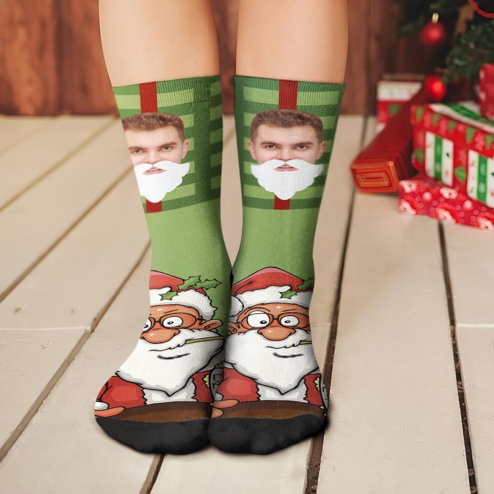 Chaussettes De Noël Personnalisées Chaussettes Amusantes À Visage Personnalisé - Père Noël