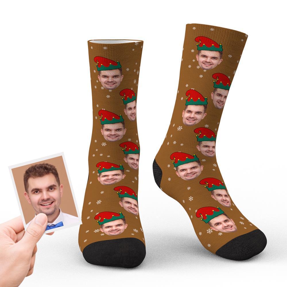 Chaussettes De Noël Personnalisées Chaussettes Amusantes À Visage Personnalisé - Elfe De Noël