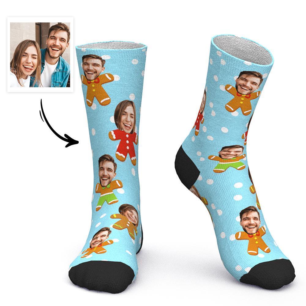 Chaussettes De Noël À Visage Personnalisé Chaussettes Photo Personnalisées Pour Couple, Cadeau De Noël