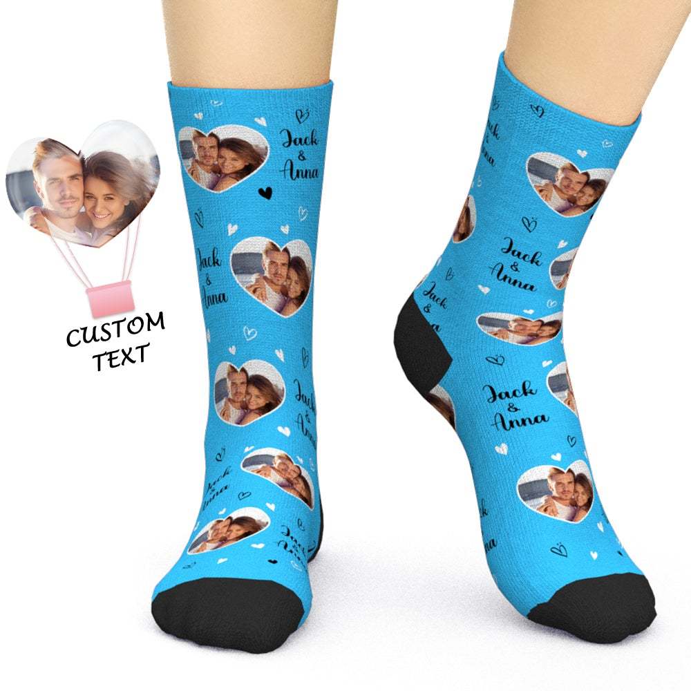 Chaussettes De Noms De Photos Personnalisées Chaussettes Personnalisées De Cadeaux De Saint Valentin De Coeur D'amour Pour Les Couples