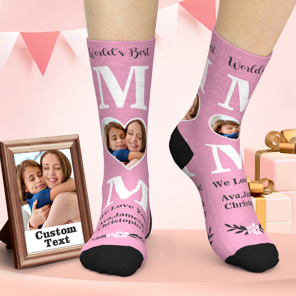 Chaussettes Photo Personnalisées Avec Votre Texte Chaussettes Roses Cadeau Pour Maman