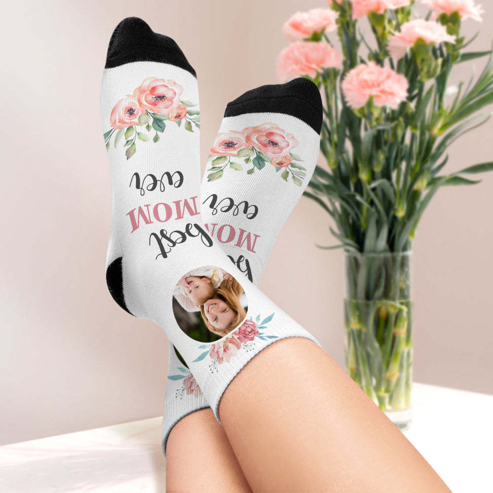 Chaussettes Personnalisées Chaussettes Photo Chaussettes Fleurs Cadeau Fête Des Mères