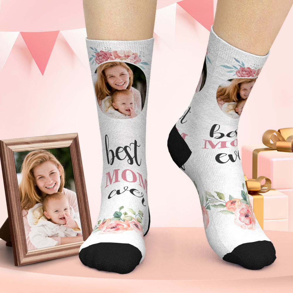Chaussettes Personnalisées Chaussettes Photo Chaussettes Fleurs Cadeau Fête Des Mères
