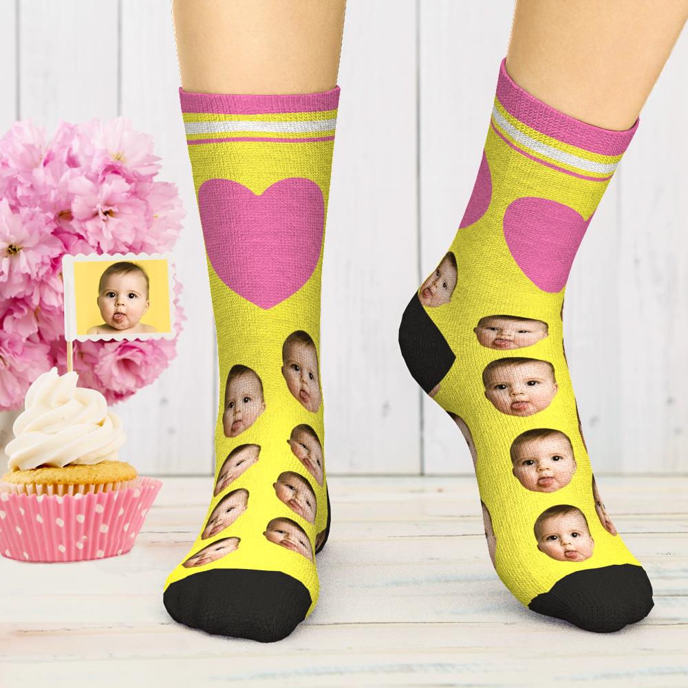 Chaussettes De Visage Personnalisées Chaussettes Drôles Chaussettes Imprimées Avec Des Cadeaux De Coeur Pour L'amour - soufeelfr