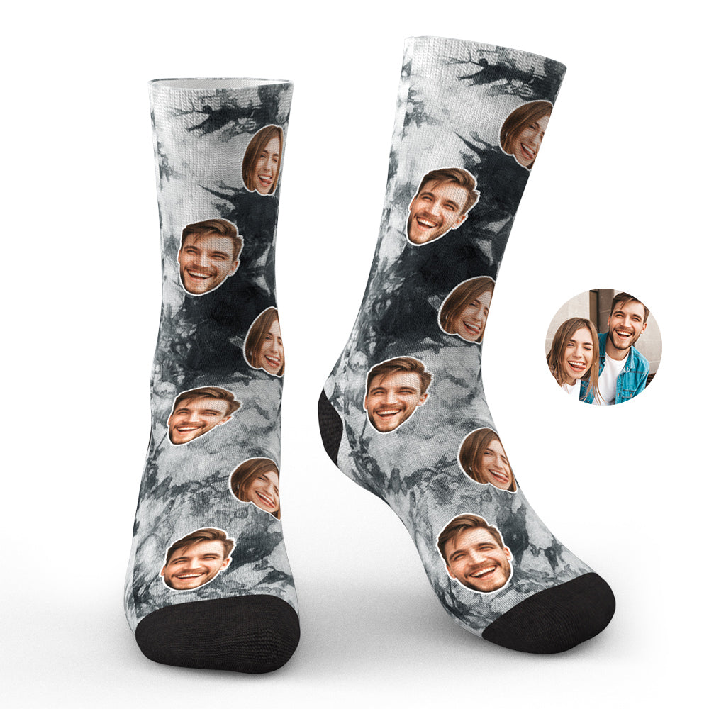 Chaussettes Visage Photo Personnalisées Tie Dye Cadeaux Créatifs - soufeelfr