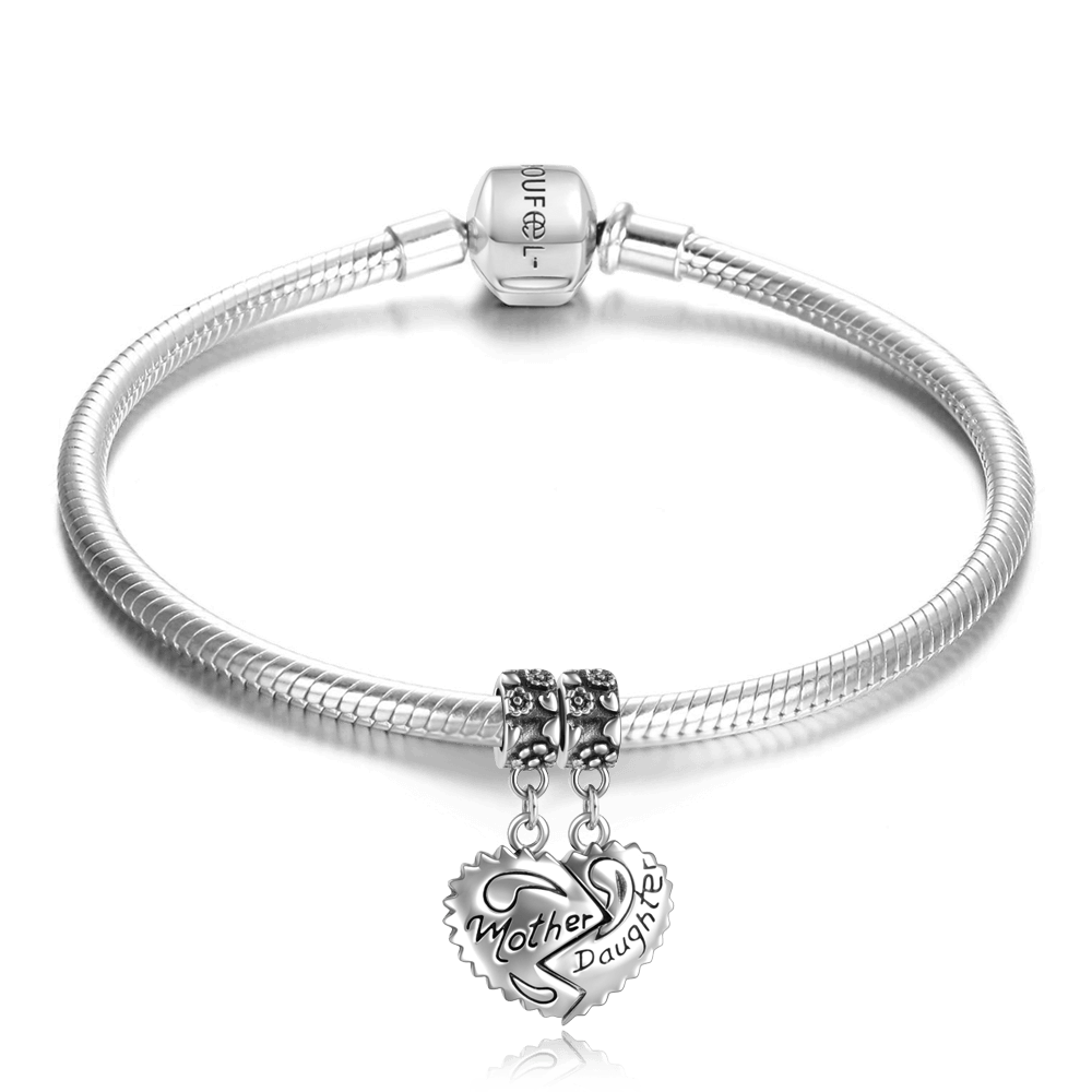 Bracelet Personnalisé Soufeel Bracelet Cha?ne Serpent Avec Charm Pendentif Mère Fille En Argent