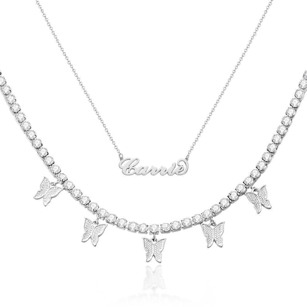 Collier Prenom Collier Prénom Style Carrie Avec Pendentif Papillon, Cadeaux Uniques