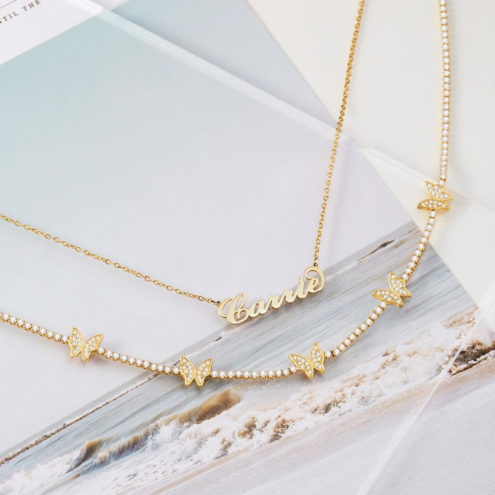 Collier Prenom Collier Prénom Avec Pendentif Papillon Collier Cadeaux