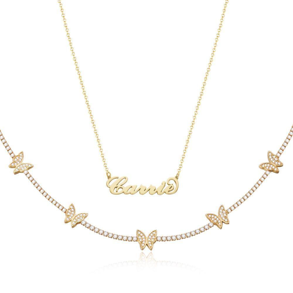 Collier Prenom Collier Prénom Avec Pendentif Papillon Collier Cadeaux