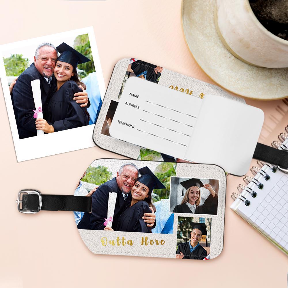 Étiquette De Bagage Photo Personnalisée Étiquette De Bagage De Saison De Remise Des Diplômes Outta Here