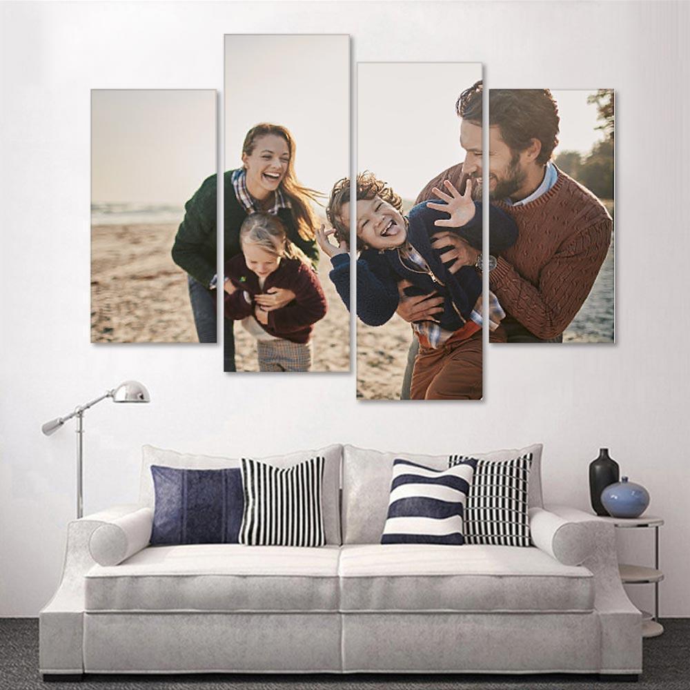 Tableau Impressions Sur Toile D'art Mural Personnalis茅 Peinture 脿 L'huile 4 Pi猫ces Contemporaine Cadeaux Uniques Pour La Famille Sans Cadre