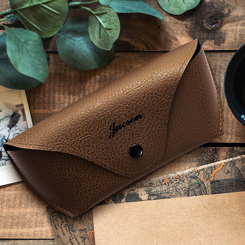 Etui À Lunettes Gravé Sur Mesure En Cuir Fait Main Pour Homme