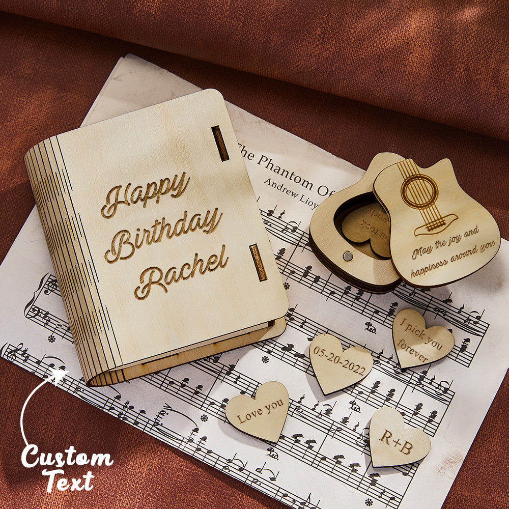 Médiator De Guitare Coeur Personnalisé Avec Boîte En Forme De Guitare Boîte En Bois Personnalisée Cadeaux De La Saint-valentin - soufeelfr