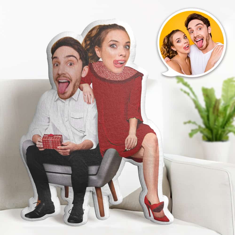 Oreiller De Visage Personnalisé Cadeau Saint Valentin, Poupée De Visage De Couple Dans La Chaise, Le Meilleur Cadeau Pour Les Amoureux - soufeelfr