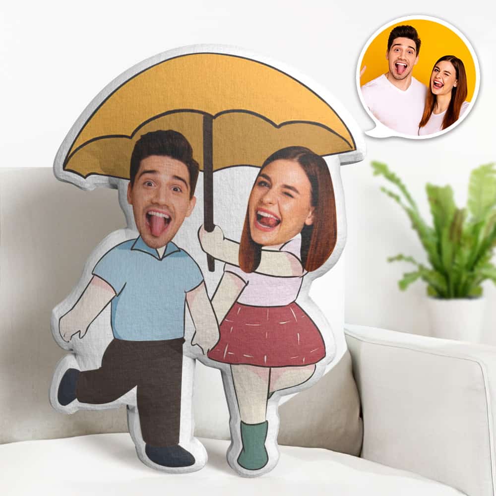 Oreiller De Visage Personnalisé Cadeau De La Saint-valentin, Couple Avec Poupée De Visage De Parapluies, Le Meilleur Cadeau Pour Les Amoureux - soufeelfr