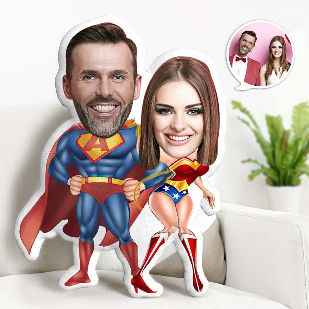 Cadeaux Saint Valentin Personnalisé Photo Supermen Couple Minime Oreiller Personnalisé Oreiller Cadeaux Unique Visage Oreiller Cadeaux