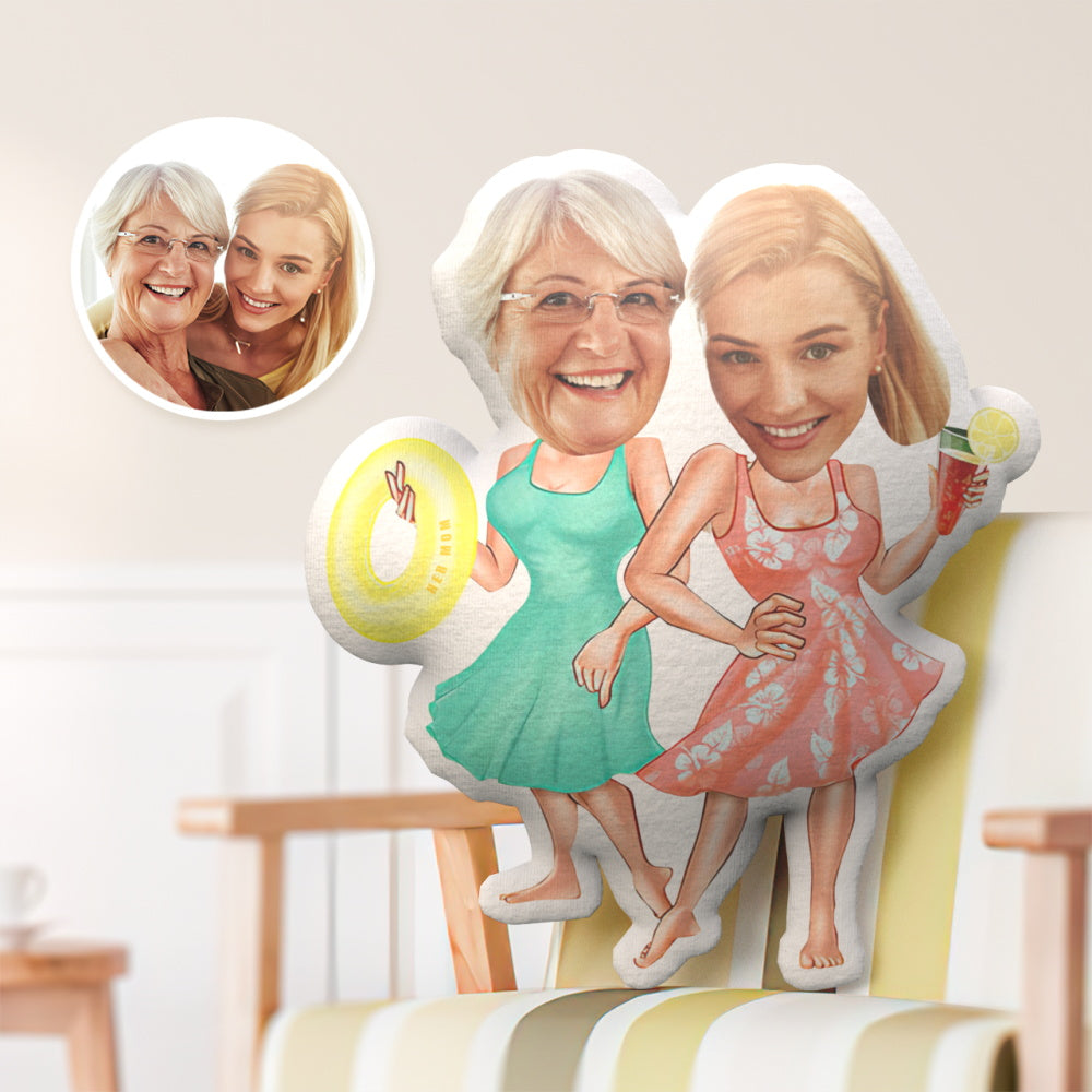 Cadeau De Fête Des Mères Oreiller De Visage Personnalisé, Maman D'hawaï Avec Moi Cadeau D'oreiller De Visage - soufeelfr