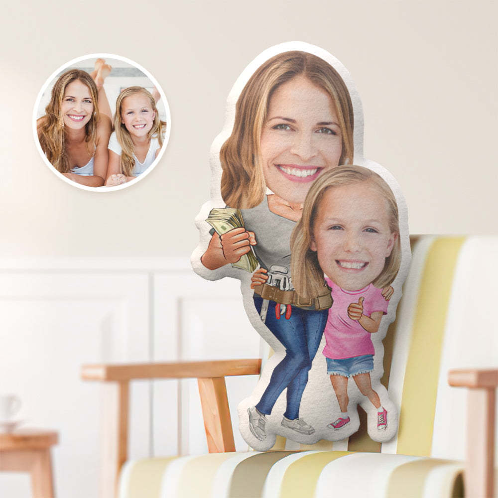 Oreiller De Visage Personnalisé De Cadeau De Fête Des Mères, Maman De Travailleur D'entretien Avec L'oreiller De Visage De Style De Fille - soufeelfr