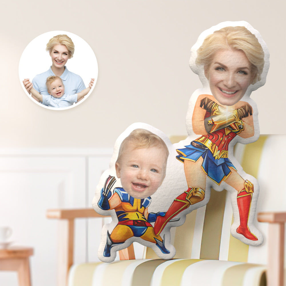 Cadeau De Fête Des Mères Oreiller De Visage Personnalisé, Wonder Mom Avec Oreiller De Visage De Style Wolverine Boy - soufeelfr