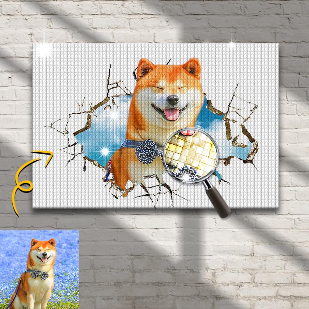 Peinture Au Diamant Personnalisée Peinture De Visage Personnalisée Peinture Au Diamant Bricolage À Travers Le Mur Cadeaux Pour Les Amoureux Des Animaux De Compagnie