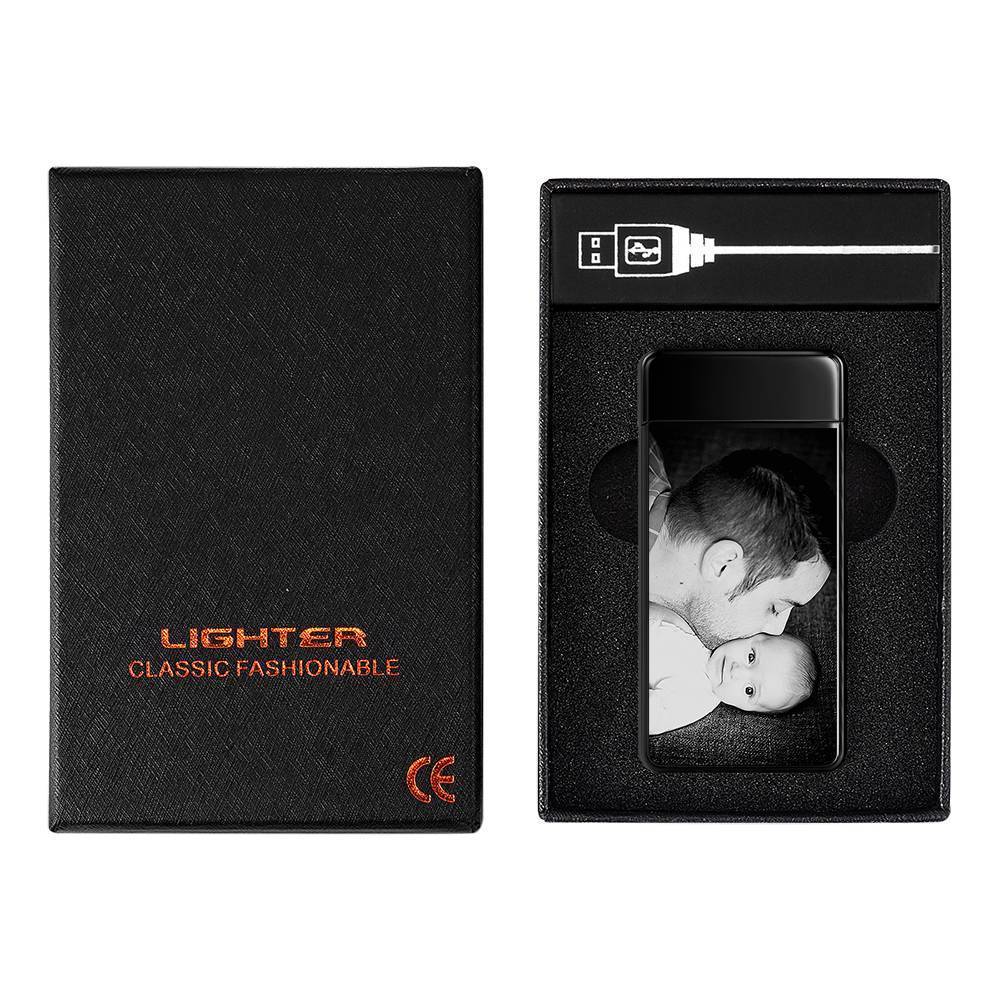 Cadeaux Pour La Fête Des Pères Allume-cigare Photo, Gravé Avec Photo Personnalisé Cadeau Souvenir Noir