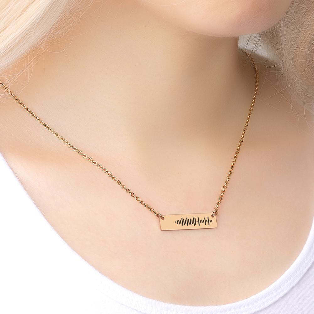 Numérisable Musique Code Bar Collier Gravé Collier Cadeaux Pour Elle 50 Cm + 5 Cm