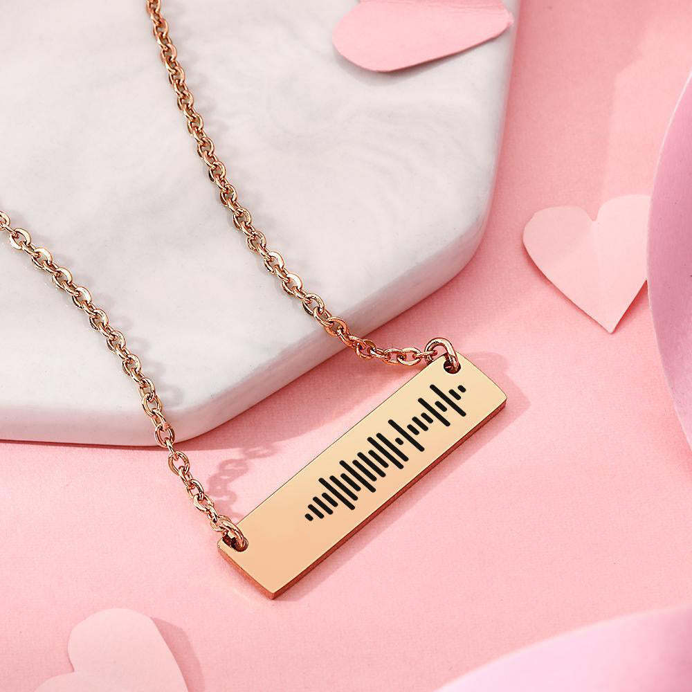 Numérisable Musique Code Bar Collier Gravé Collier Cadeaux Pour Elle 50 Cm + 5 Cm