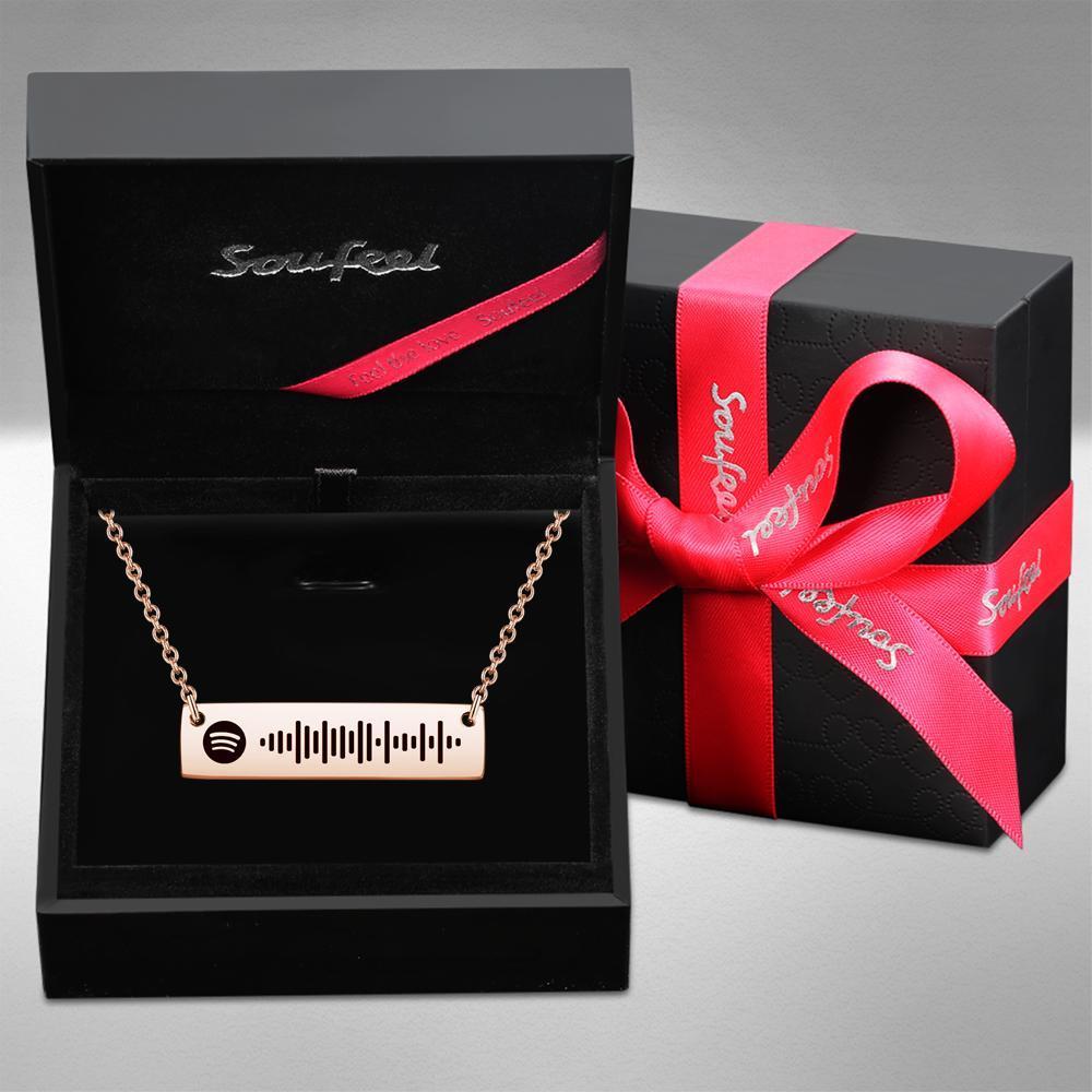 Numérisable Musique Code Bar Collier Gravé Collier Cadeaux Pour Elle 50 Cm + 5 Cm