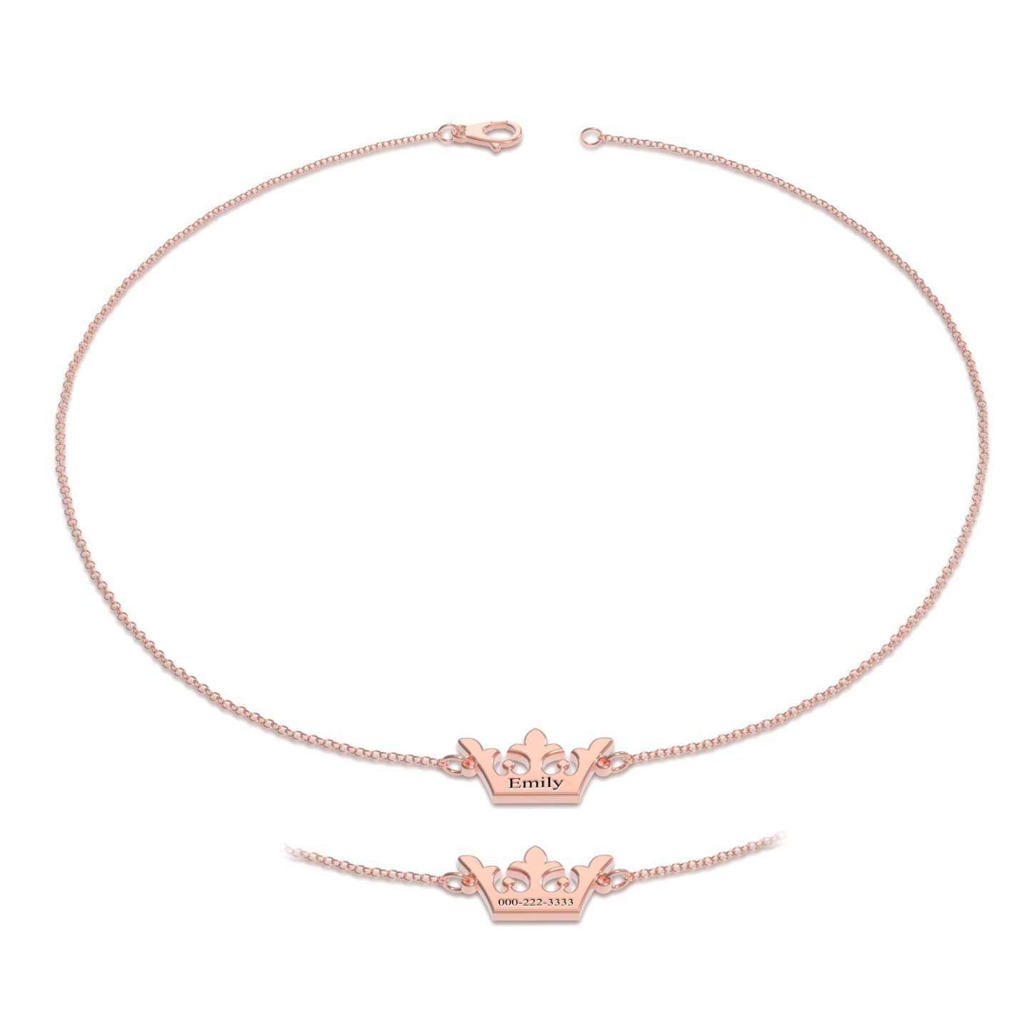 Bracelet Personnalisé Bracelet Gravé Personnalisé Collier Couronne Brillante Pour Adulte