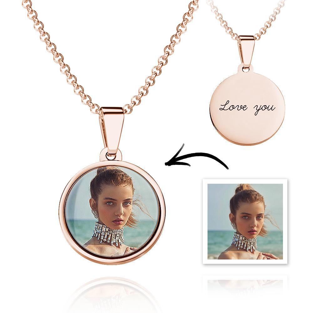 Collier Photo Personnalisé Pendentif Photo Collier Double Face Cadeau Pour Petite Amie