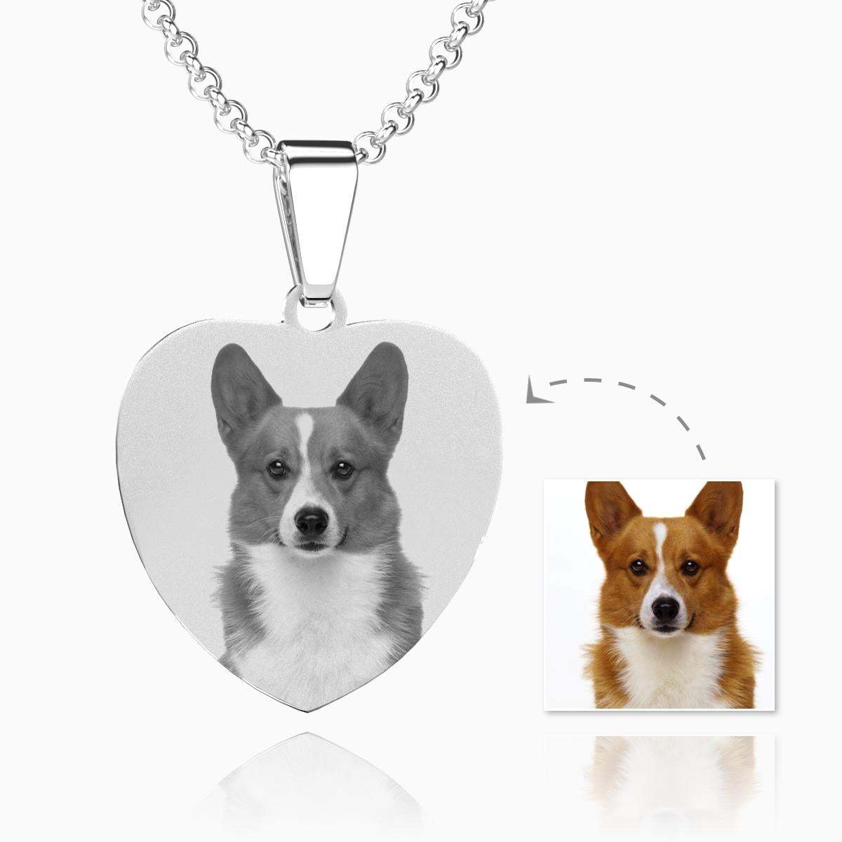 Collier Avec Étiquette Gravée Avec Photo Coeur Pour Femme Avec Gravure En Acier Inoxydable Cadeaux Pour Animal De Compagnie