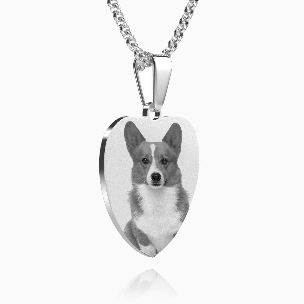 Collier Avec Étiquette Gravée Avec Photo Coeur Pour Femme Avec Gravure En Acier Inoxydable Cadeaux Pour Animal De Compagnie