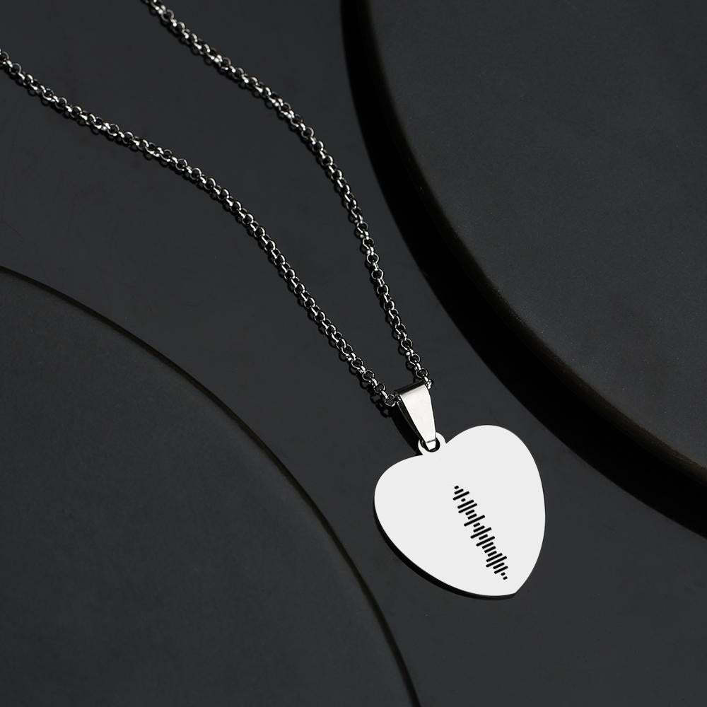 Numérisable Musique Code Collier Gravé Coeur Tag Collier Personnalisé Musique Chanson Collier Cadeaux Pour Petite Amie