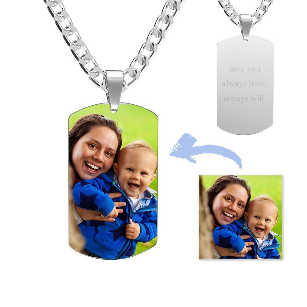 Cadeaux Pour La Fête Des Pères Collier Avec Tag De Photo Pour Homme Avec Gravure En Acier Inoxydable