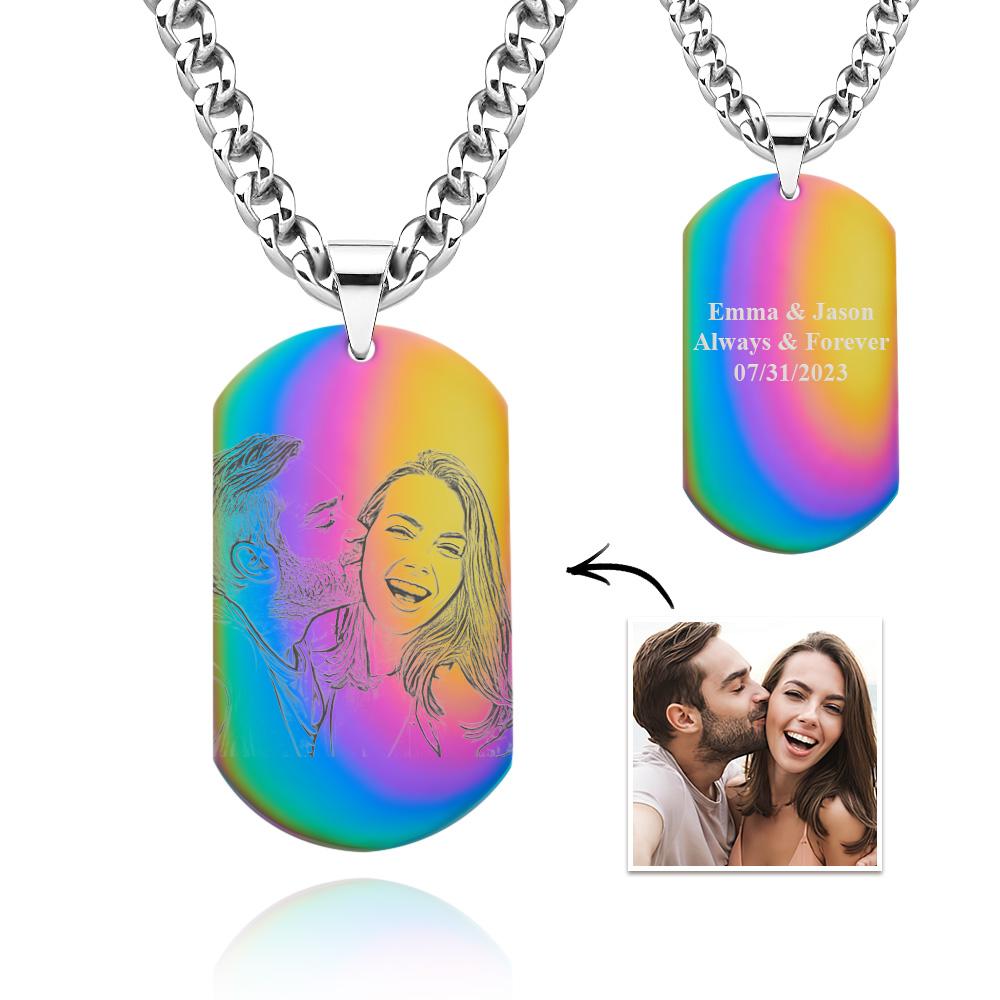 Personnalisé Photo Dog Tag Pendentif Collier Gravure Date Texte Images En Acier Inoxydable Collier Personnalisé Pour Hommes Femmes Garçons Filles - soufeelfr