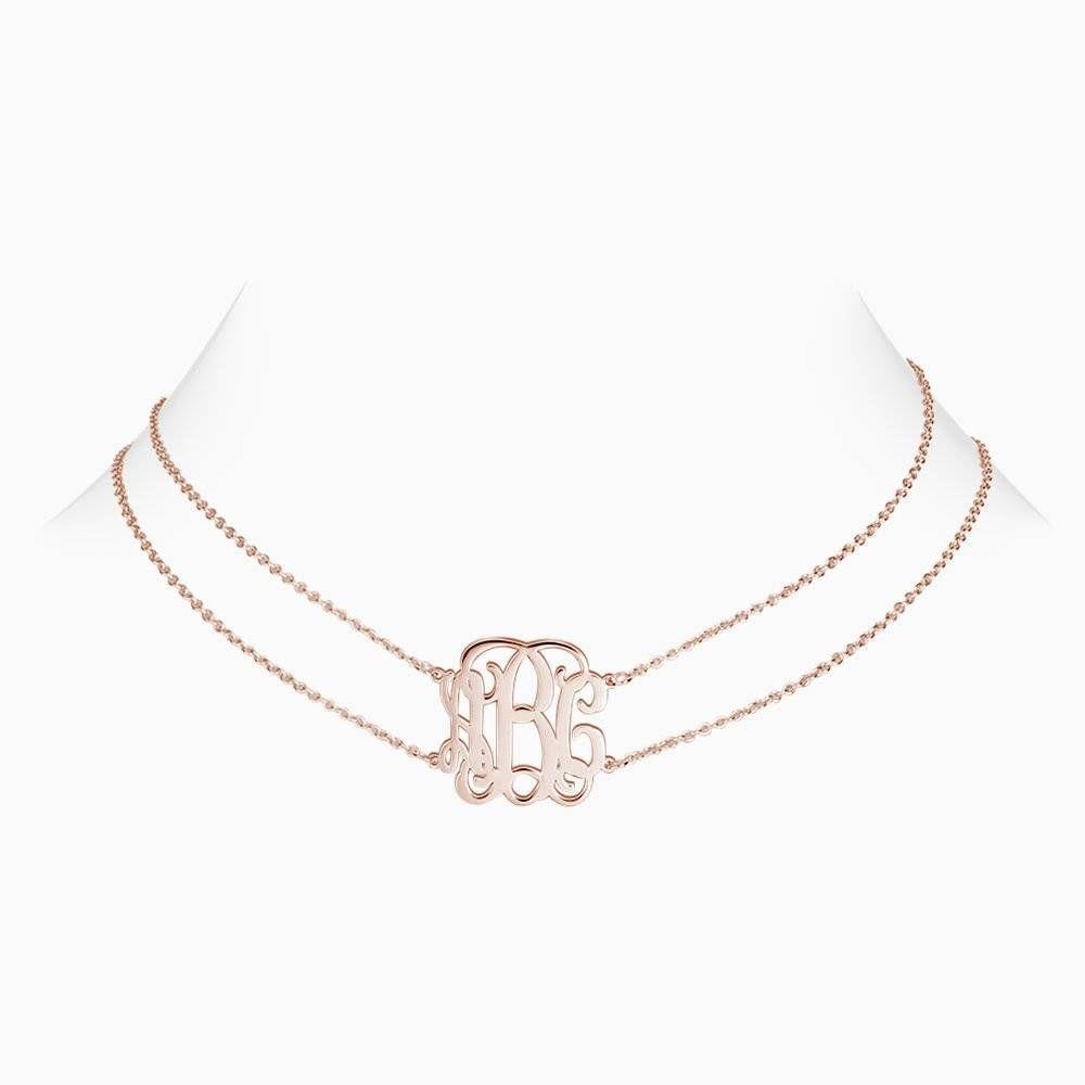 Collier Prenom Choker Monogramme En Argent Plaqué Or Rose