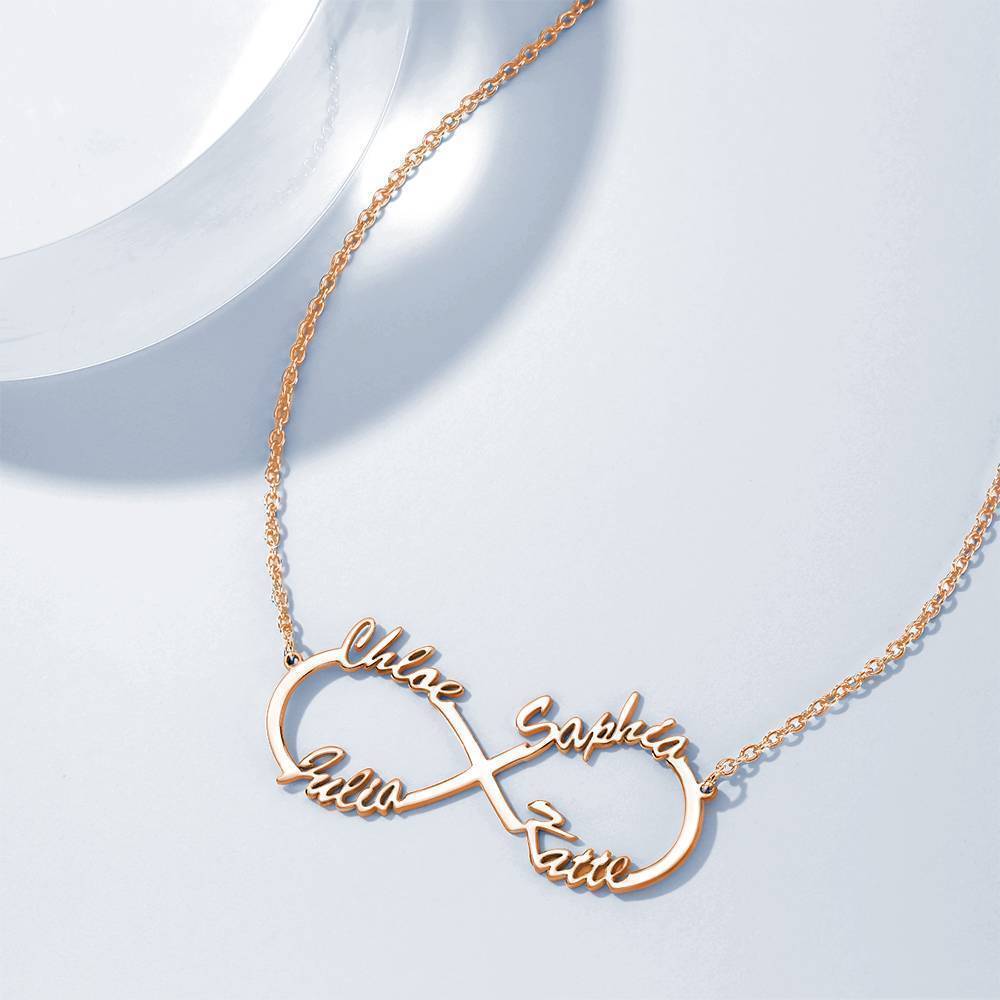 Collier Prenom Collier Prénom Infini Quatre Noms Plaqué Or Rose - Argent