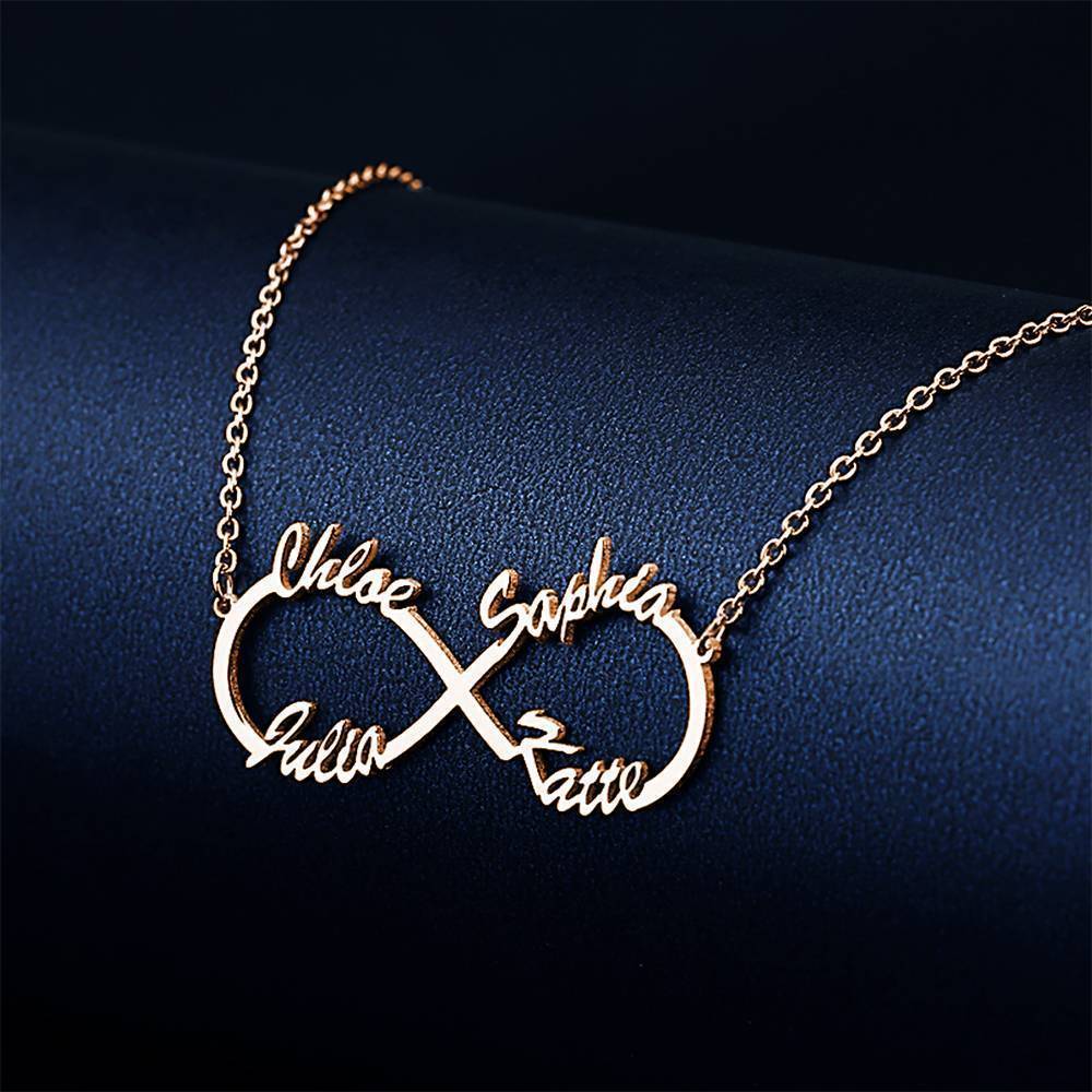 Collier Prenom Collier Prénom Infini Quatre Noms Plaqué Or Rose - Argent