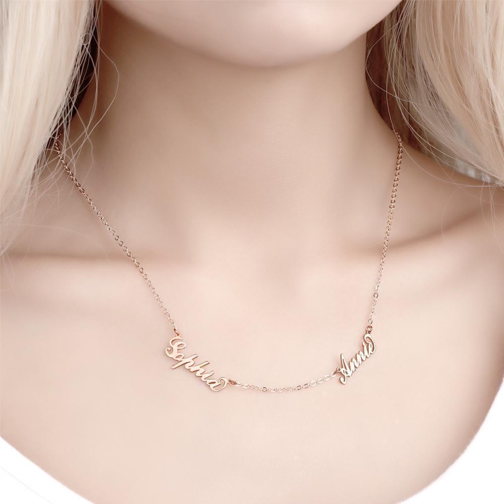 Collier Prenom Collier Prénom  Personnalisé De De Famille, Trois Noms Personnalisés Bijoux Plaqué Or 14k