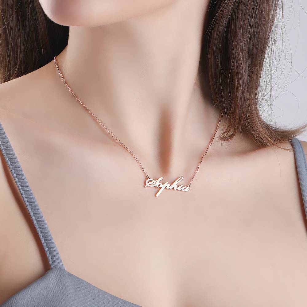Collier Prenom Collier Prénom Personnalisé En Argent Plaqué Or Rose