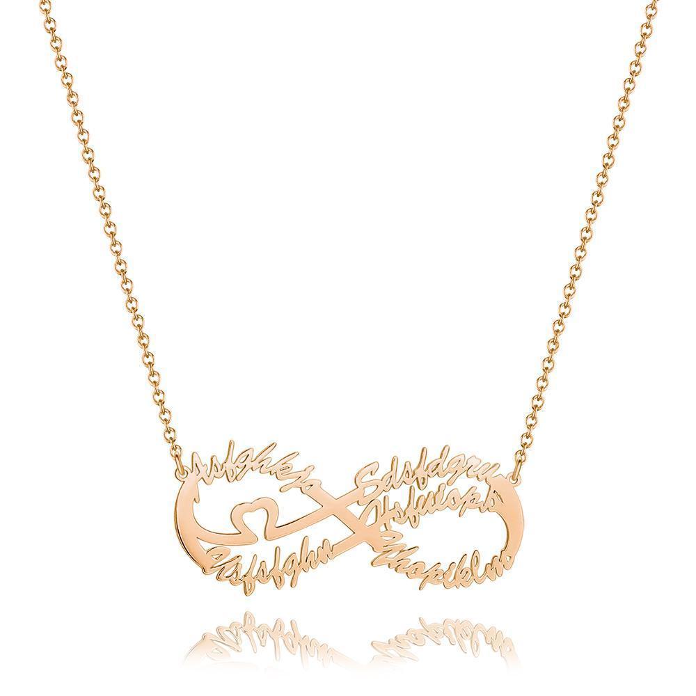 Collier Prenom Collier Prénom Infini Quatre Noms Plaqué Or Rose - Argent