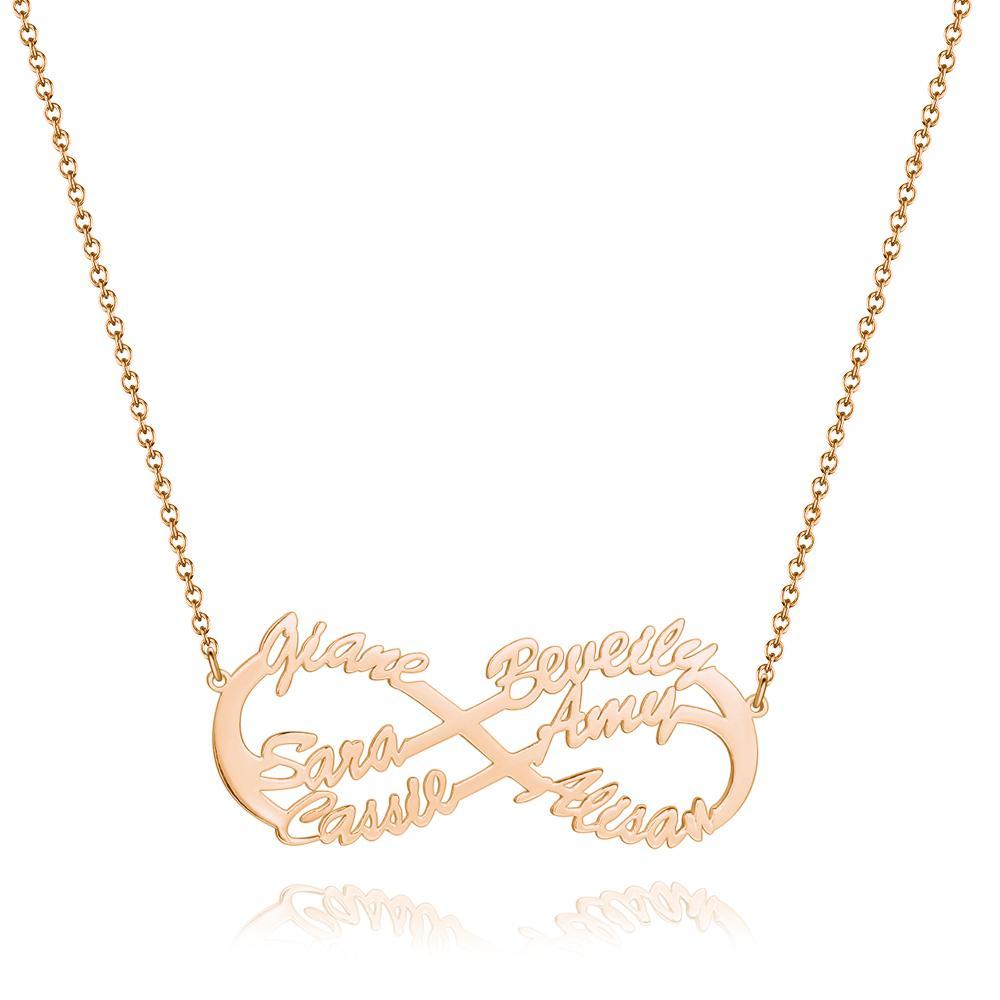 Collier Prenom Collier Prénom Infini Collier Six Noms Plaqué Or Rose