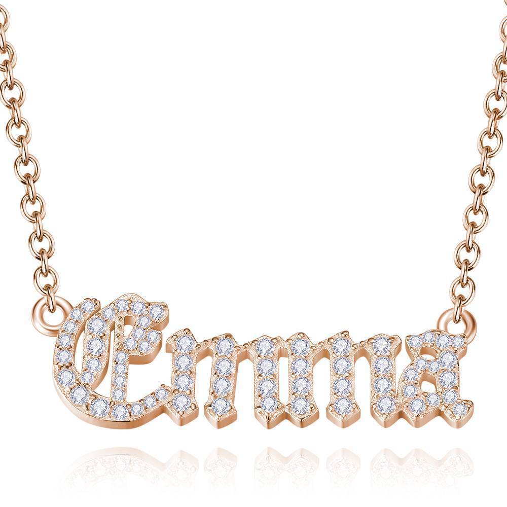 Collier Prenom Collier Prénom En Cristal Anglais Ancien, Argent 14k Plaqué Or - Doré