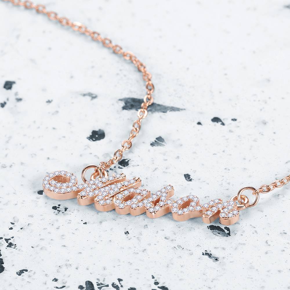 Collier Prenom Collier Prénom En Cristal Personnalisé, Plaqué Or Argenté De Bijoux De Souvenir