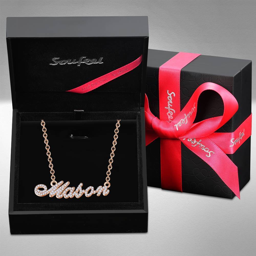 Collier Prenom Collier Prénom En Cristal Personnalisé, Plaqué Or Argenté De Bijoux De Souvenir